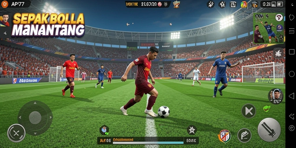 Tampilan gameplay yang mendebarkan dalam game sepak bola API77.