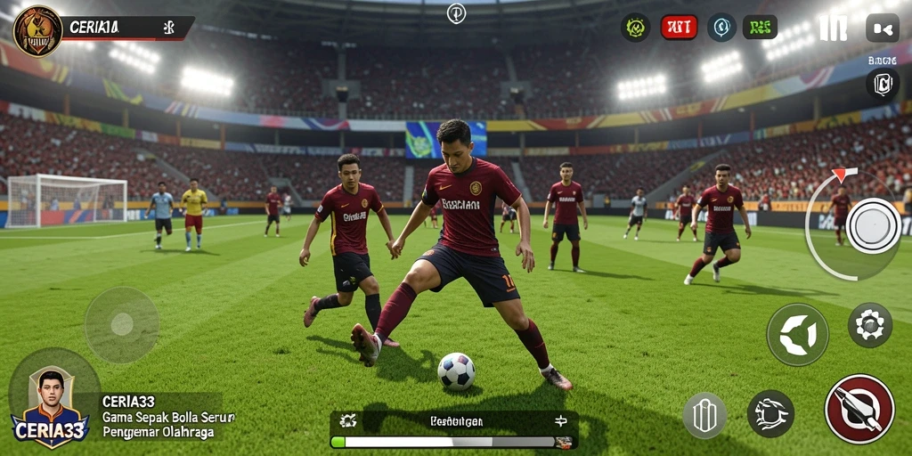 Tampilan gameplay CERIA33 yang memukau dalam pertandingan sepak bola.