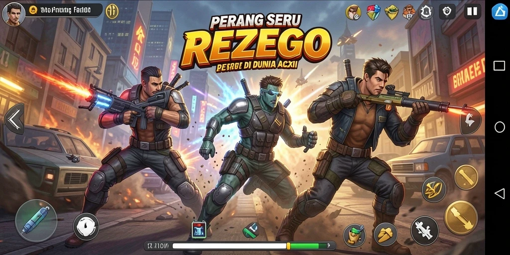 Tangkapan layar gameplay menampilkan aksi seru dalam REZEGO.