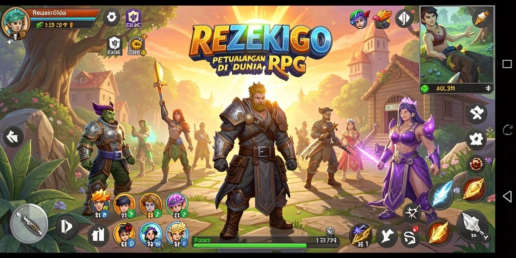 Screenshot gameplay epik REZEKIGO menunjukkan pertempuran mendebarkan.