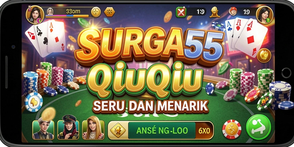 Screenshot utama dari gameplay SURGA55 yang menampilkan keseruan QiuQiu.